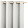 Muted Grey Micro-Check Grommet Curtain Panel