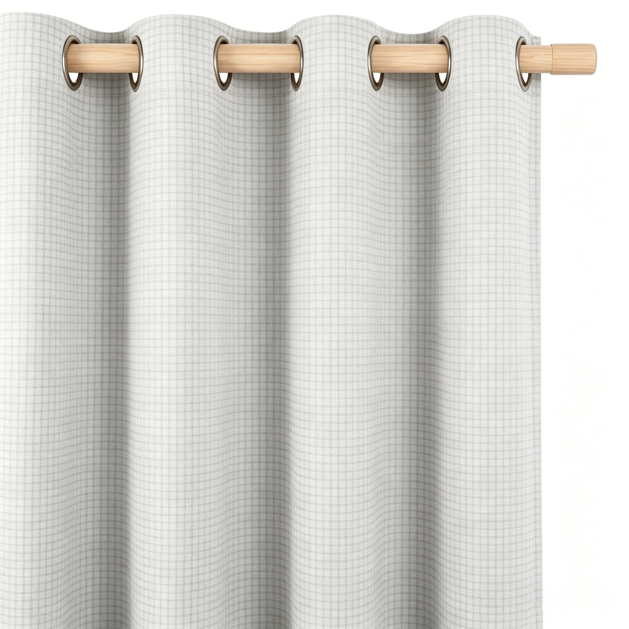 Muted Grey Micro-Check Grommet Curtain Panel
