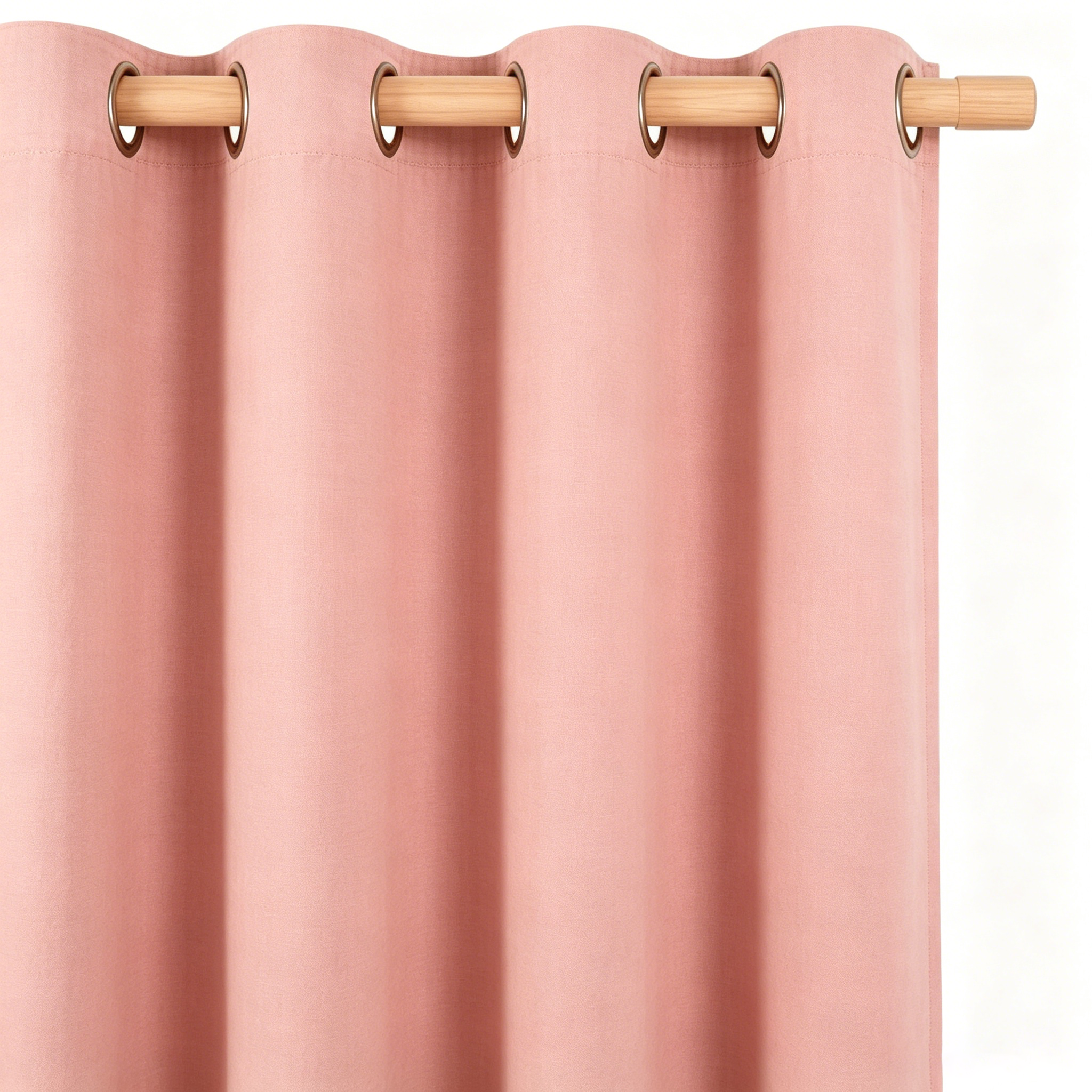 Muted Blush Solid Woven Grommet Curtain Panel