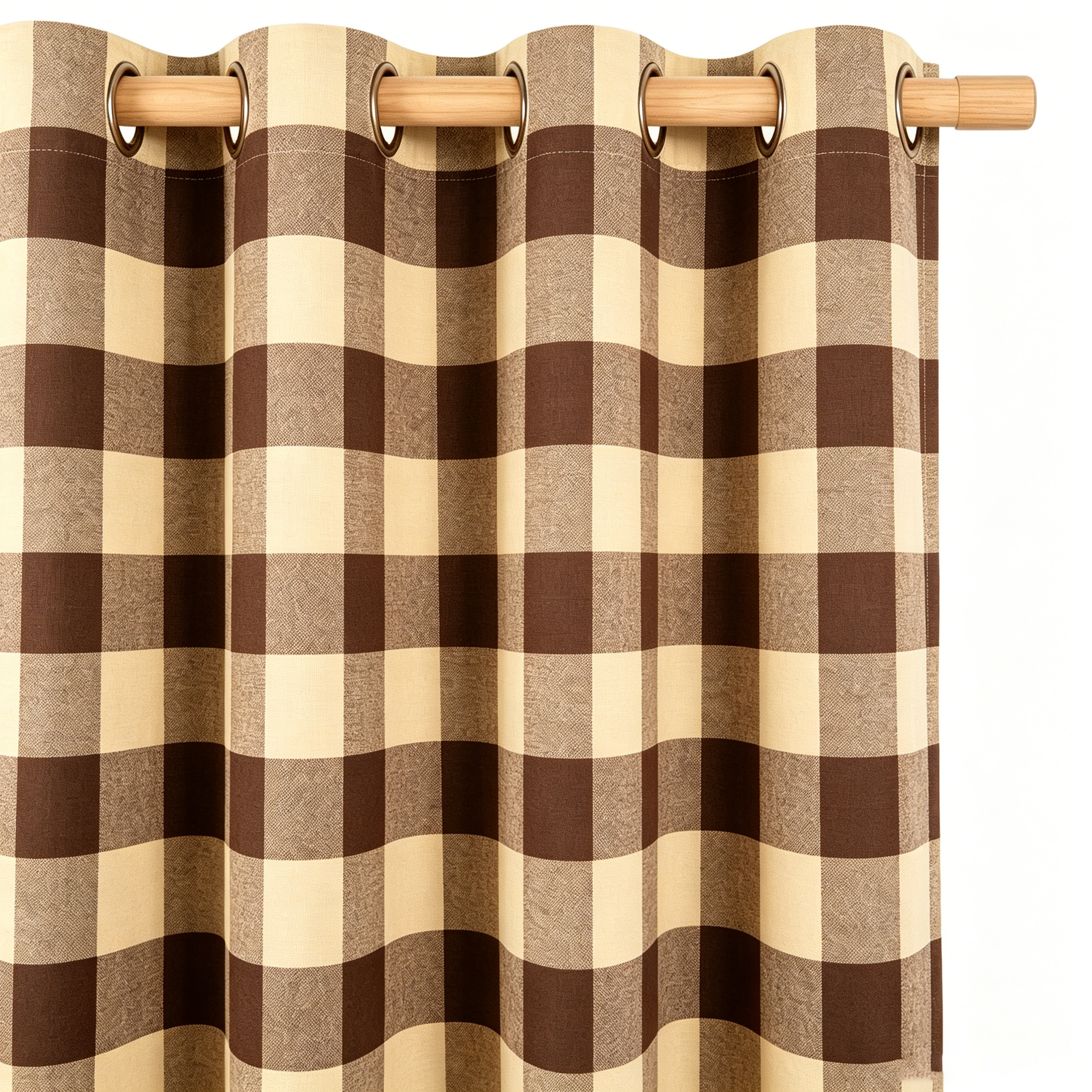 Heritage Warm Taupe Buffalo Check Grommet Curtain Panel