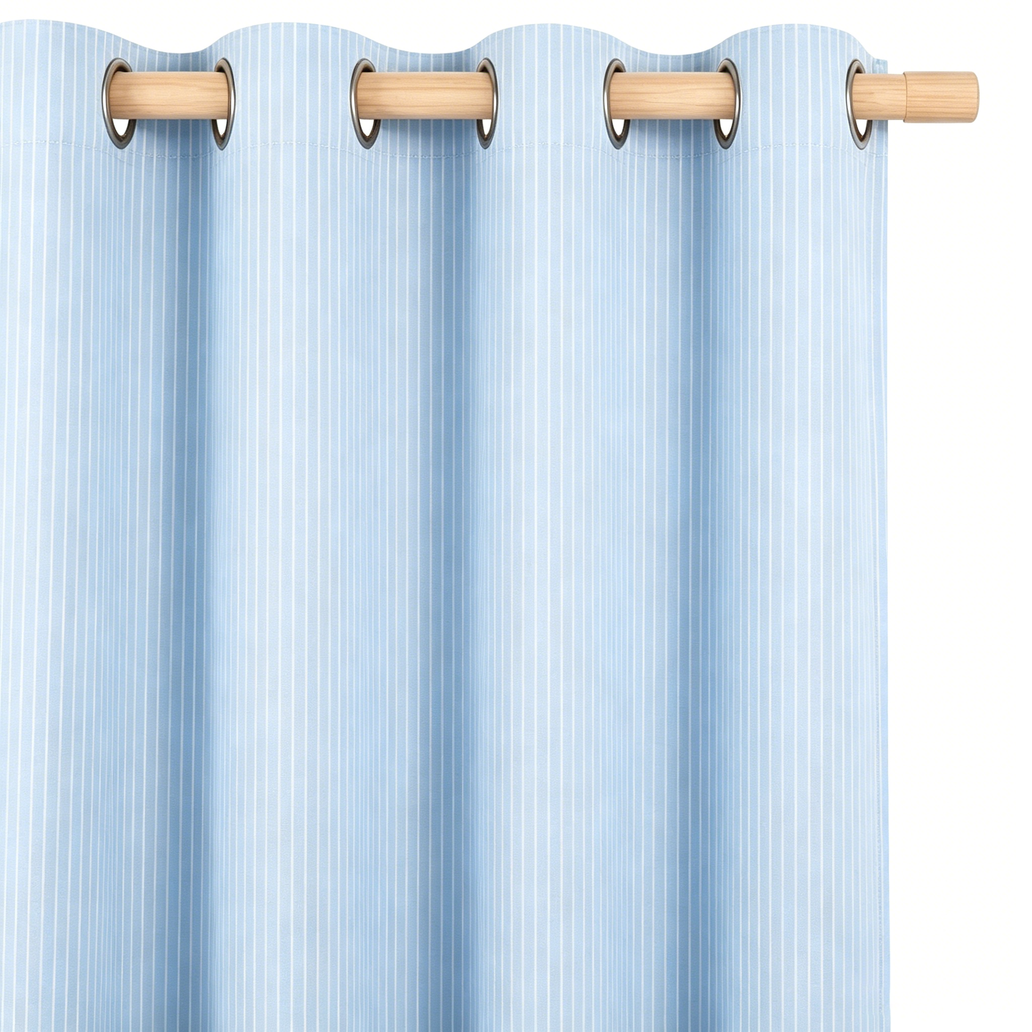Powder Blue Tailored Pinstripe Grommet Curtain Panel