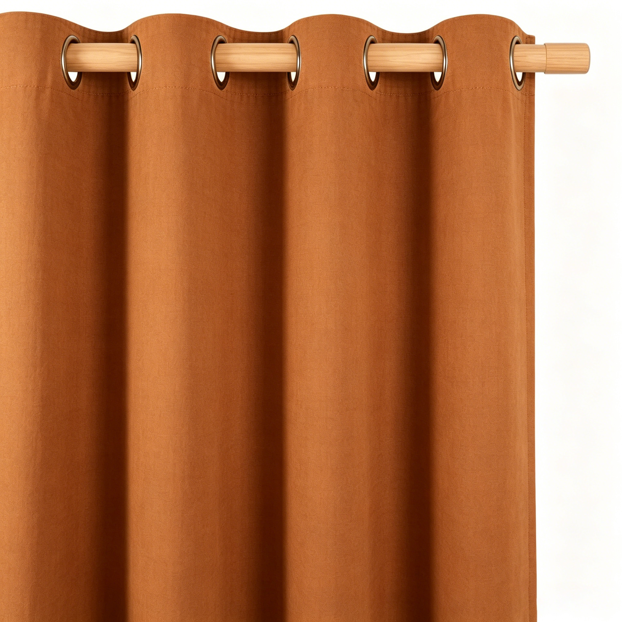 Warm Terracotta Solid Woven Grommet Curtain Panel