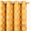 Heritage Ochre and Warm Taupe Checkerboard Grommet Curtain Panel