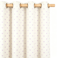 Muted Ivory and Soft Lavender Heart Motif Grommet Curtain Panel