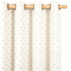 Muted Ivory and Soft Lavender Heart Motif Grommet Curtain Panel