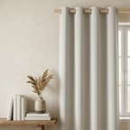 Muted Grey Micro-Check Grommet Curtain Panel