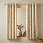 Warm Taupe Vintage Floral Grommet Curtain Panel