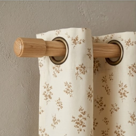 Warm Taupe Vintage Floral Grommet Curtain Panel