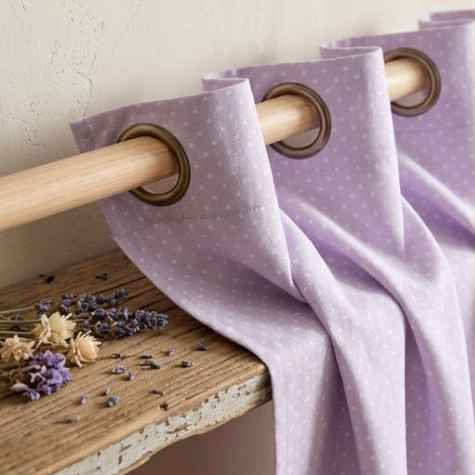 Soft Lavender Micro-Dot Grommet Curtain Panel