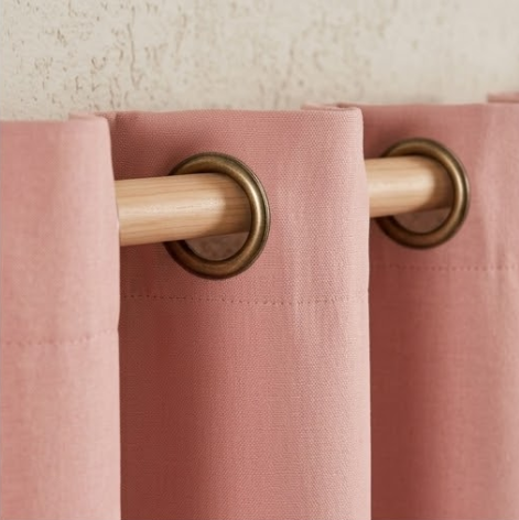 Muted Blush Solid Woven Grommet Curtain Panel