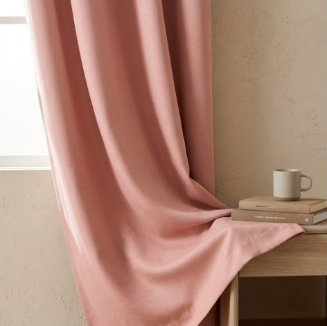 Muted Blush Solid Woven Grommet Curtain Panel