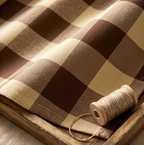 Heritage Warm Taupe Buffalo Check Grommet Curtain Panel