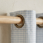 Soft Blue Micro-Check Grommet Curtain Panel