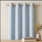 Powder Blue Tailored Pinstripe Grommet Curtain Panel