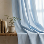 Powder Blue Tailored Pinstripe Grommet Curtain Panel