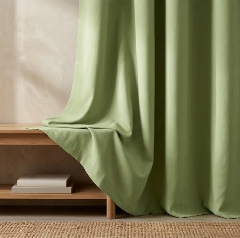 Muted Sage Solid Woven Grommet Curtain Panel