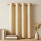 Muted Ivory Horizontal Pinstripe Grommet Curtain Panel