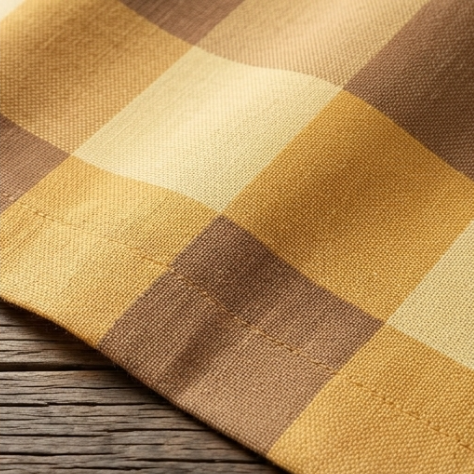 Heritage Ochre and Warm Taupe Checkerboard Grommet Curtain Panel
