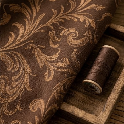 Rich Espresso Vintage Damask Grommet Curtain Panel