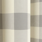 Muted Ivory and Soft Grey Heritage Check Grommet Curtain Panel