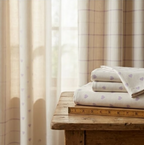Muted Ivory and Soft Lavender Heart Motif Grommet Curtain Panel